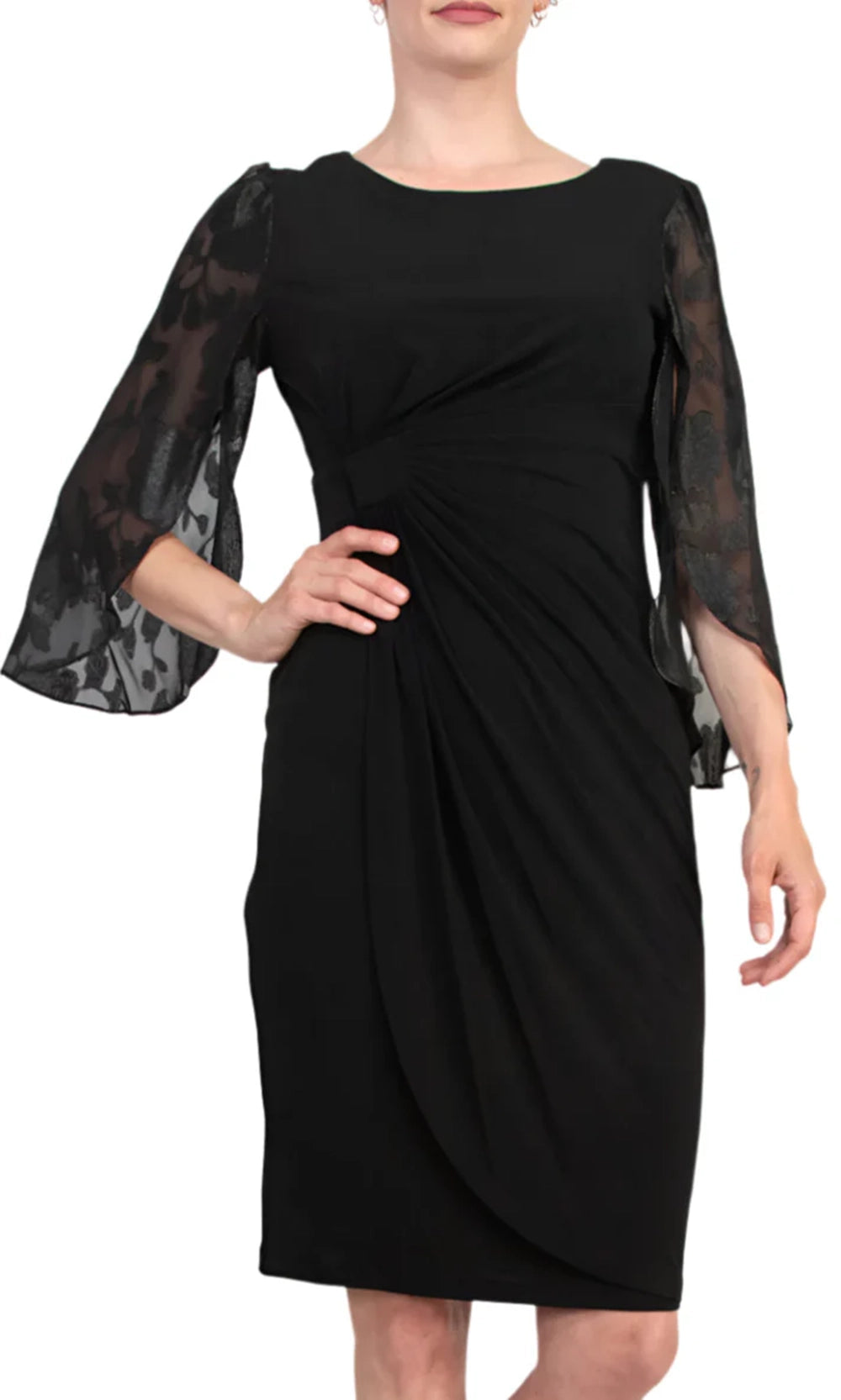 Connected Apparel TDM73715M1 - Floral Split Sleeve Fitted Dress Connected Apparel TDM73715M1 - Floral Split Sleeve Fitted Dress