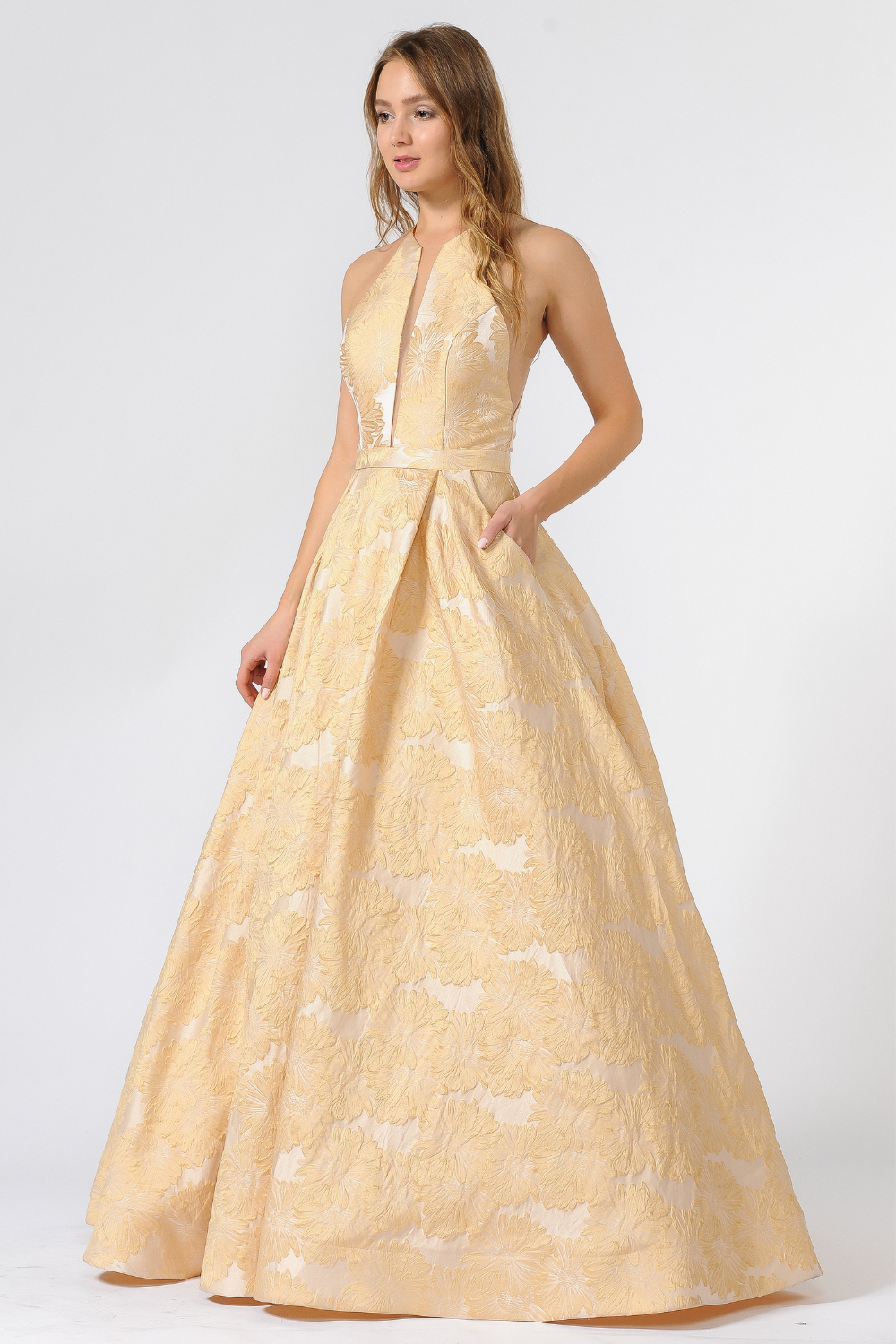 Poly USA 8402 - Long Jacquard A-line Dress