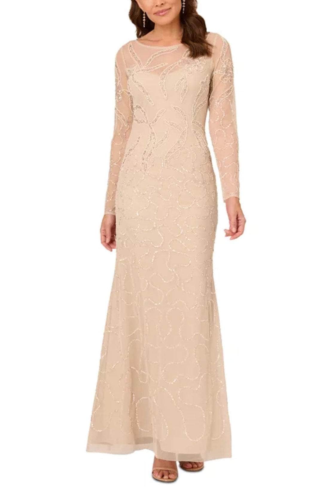 Adrianna Papell AD5E210709 - Beaded Illusion Bateau Evening Gown Adrianna Papell AD5E210709 - Beaded Illusion Bateau Evening Gown