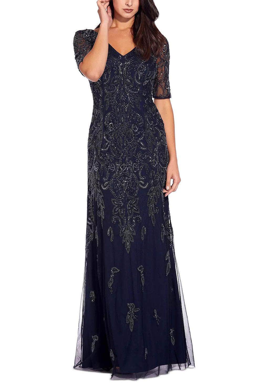 Adrianna Papell AP1E206462 P - Short Sleeve Beaded Evening Dress Couture Candy Adrianna Papell AP1E206462 P - Short Sleeve Beaded Evening Dress Couture Candy