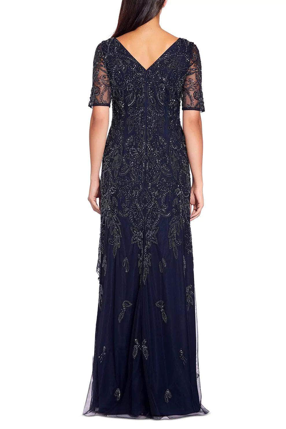 Adrianna Papell AP1E206462 P - Short Sleeve Beaded Evening Dress Adrianna Papell AP1E206462 P - Short Sleeve Beaded Evening Dress