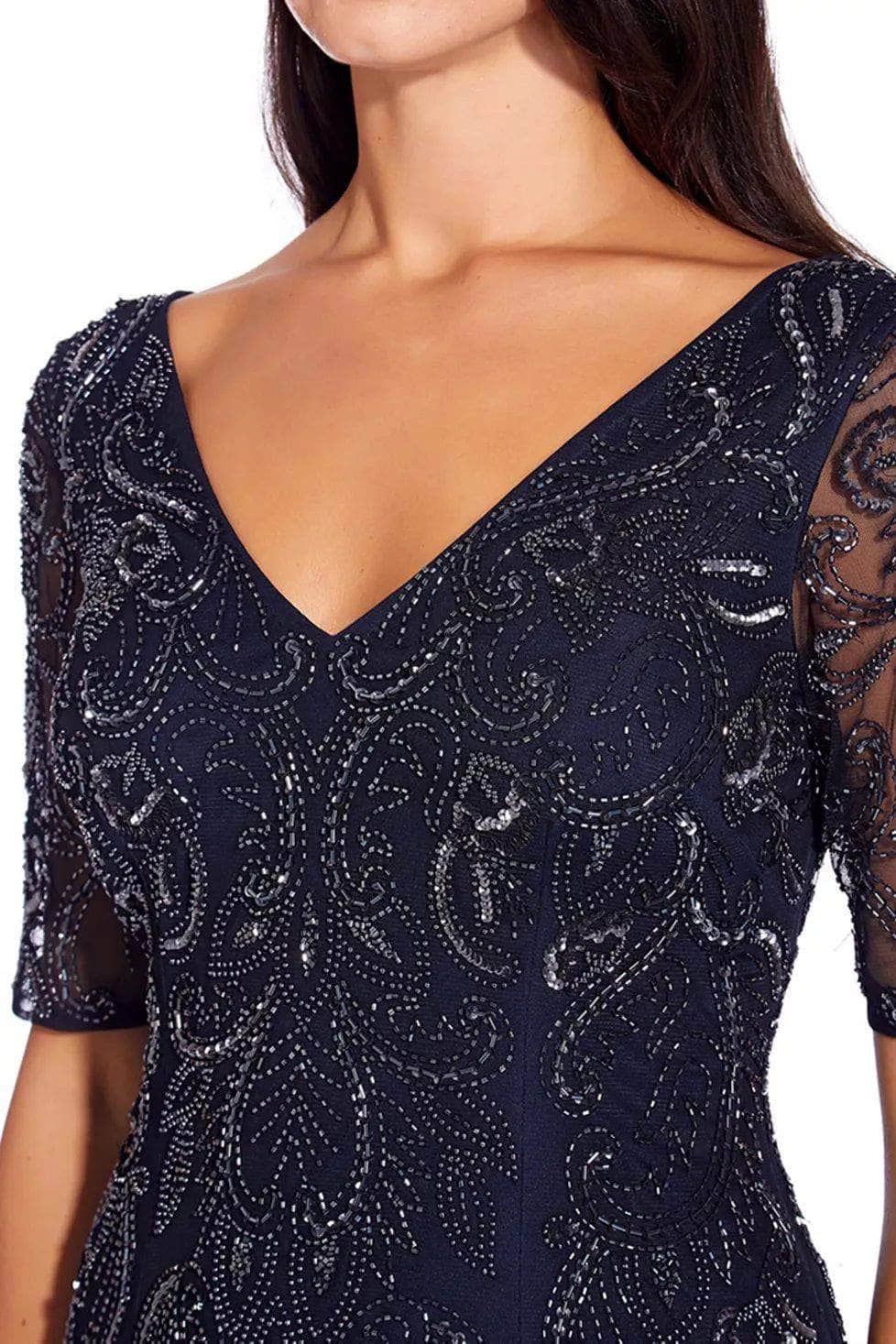 Adrianna Papell Womens Beaded Mermaid Formal Dress, Midnight Adrianna Papell Womens Beaded Mermaid Formal Dress, Midnight