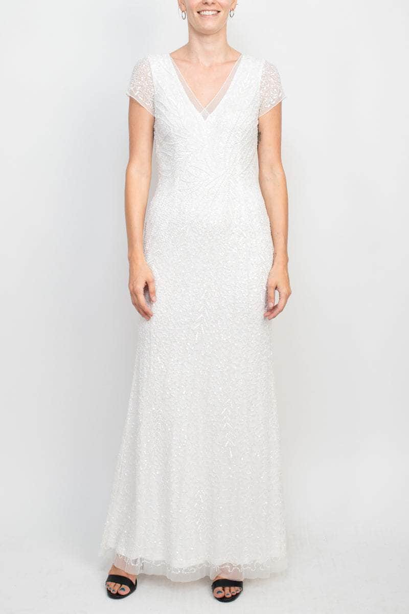 Adrianna Papell AP1E208531 - Beaded Mesh V-Neck Evening Gown Couture Candy Adrianna Papell AP1E208531 - Beaded Mesh V-Neck Evening Gown Couture Candy