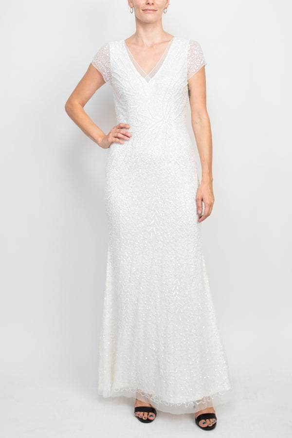 Adrianna Papell AP1E208531 - Beaded Mesh V-Neck Evening Gown Couture Candy Adrianna Papell AP1E208531 - Beaded Mesh V-Neck Evening Gown Couture Candy