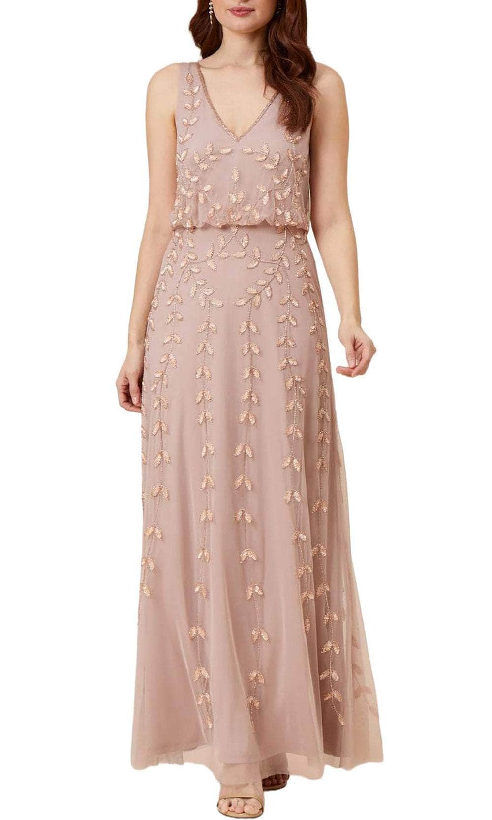 Adrianna Papell AP1E208913 - Embroidered Sheath Long Dress Adrianna Papell AP1E208913 - Embroidered Sheath Long Dress