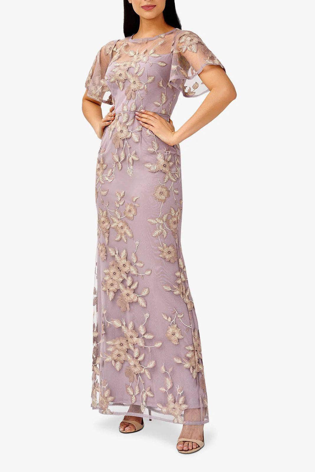 Adrianna Papell AP1E209757 - Illusion Floral Embroidery Long Dress Adrianna Papell AP1E209757 - Illusion Floral Embroidery Long Dress
