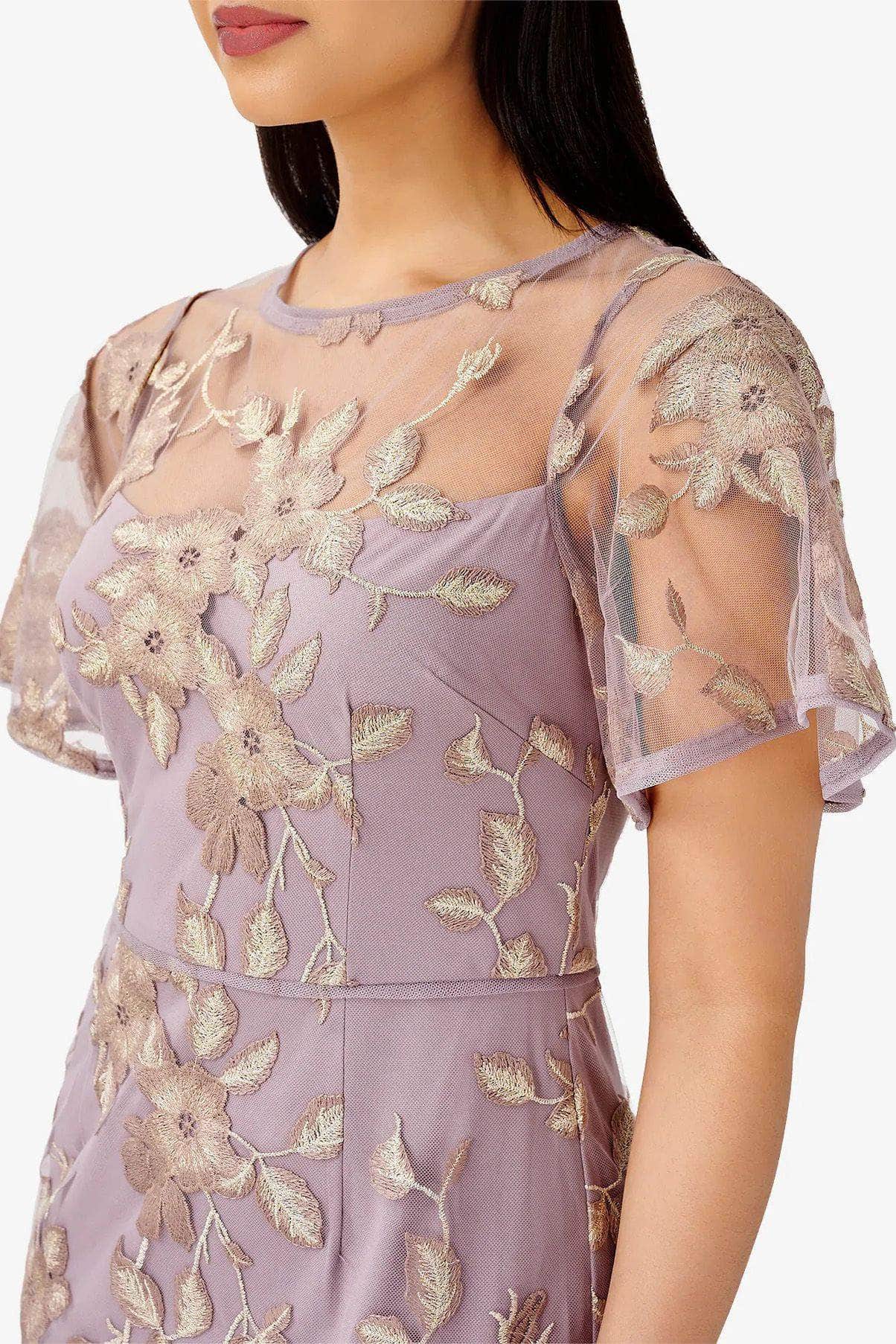 Adrianna Papell AP1E209757 - Illusion Floral Embroidery Long Dress Couture Candy Adrianna Papell AP1E209757 - Illusion Floral Embroidery Long Dress Couture Candy