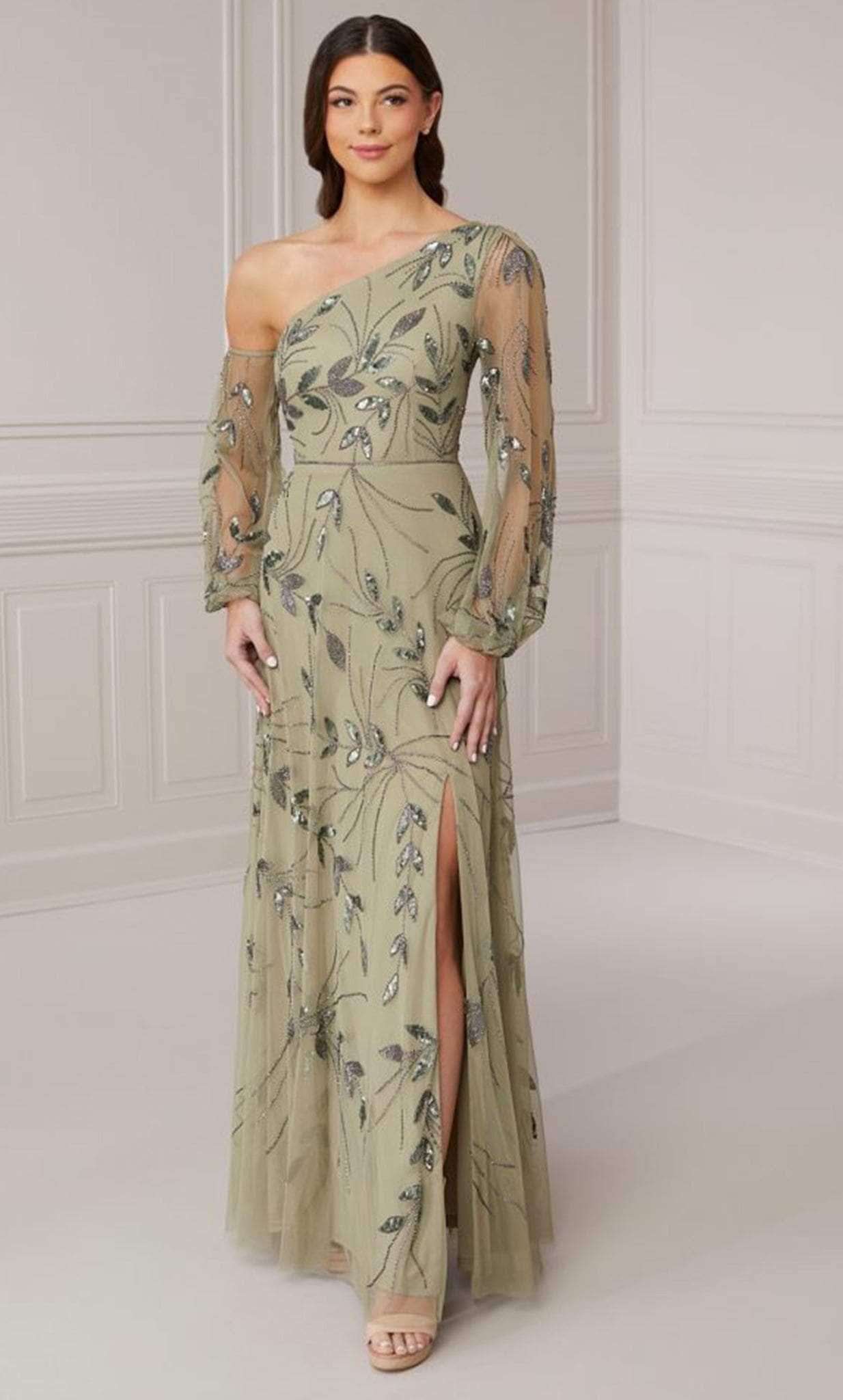 Adrianna Papell Platinum 40416 - One Shoulder Full Length Dress Adrianna Papell Platinum 40416 - One Shoulder Full Length Dress