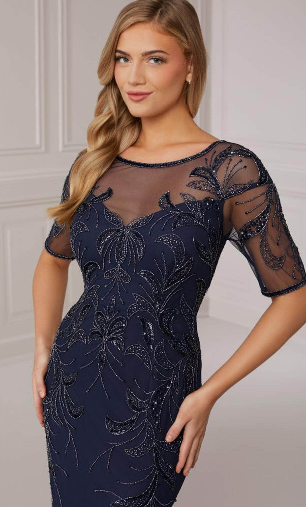 Adrianna Papell Platinum 40421 - Illusion Beaded Sheath Gown Couture Candy Adrianna Papell Platinum 40421 - Illusion Beaded Sheath Gown Couture Candy