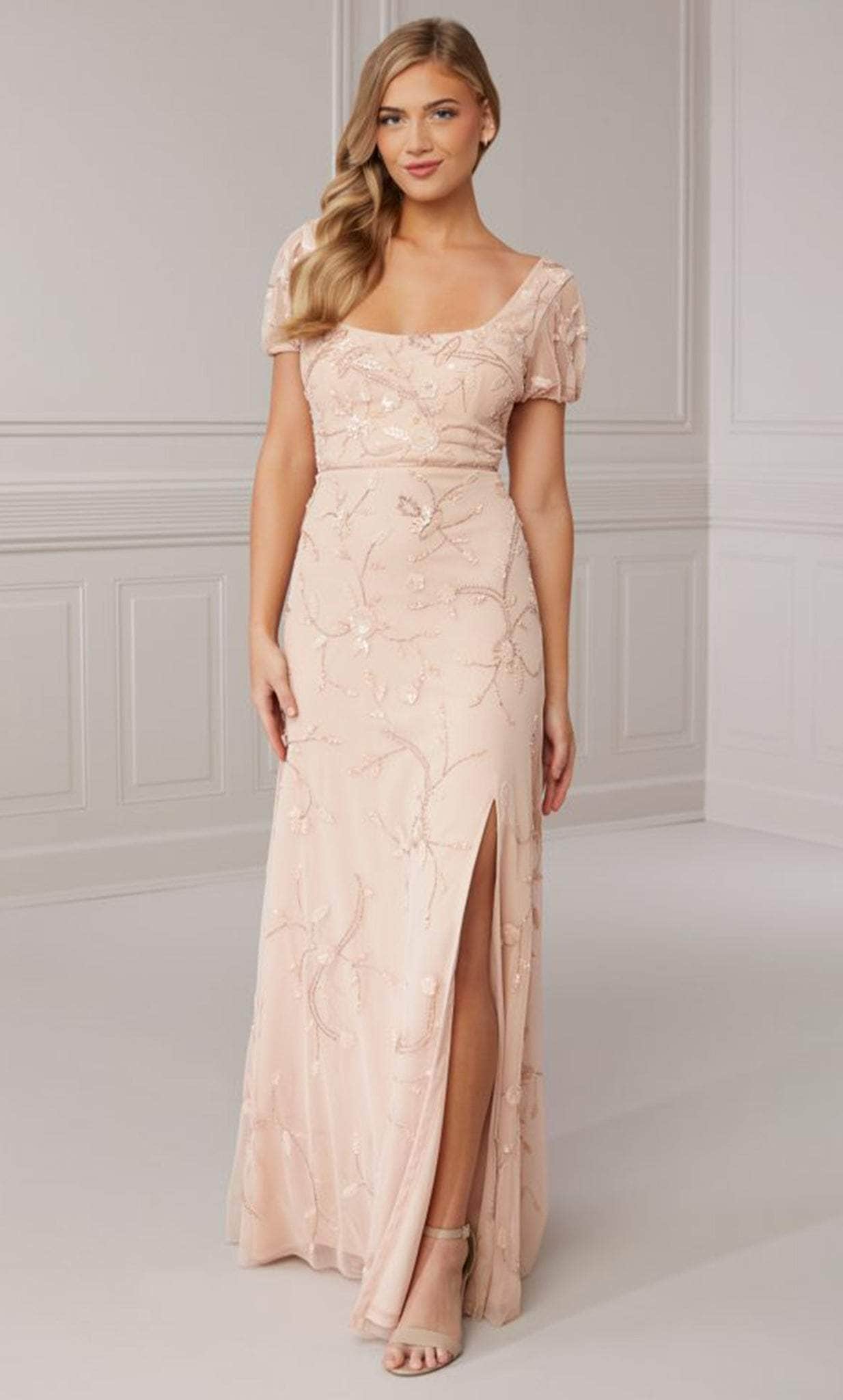 Adrianna Papell Platinum 40423 - Square Neck Simple Slit Dress Adrianna Papell Platinum 40423 - Square Neck Simple Slit Dress