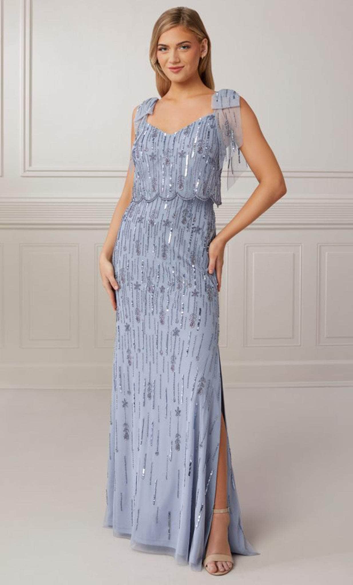 adrianna papell dress silver Buy Adrianna Papell Silver Beaded Mesh Long Dress from Next USA