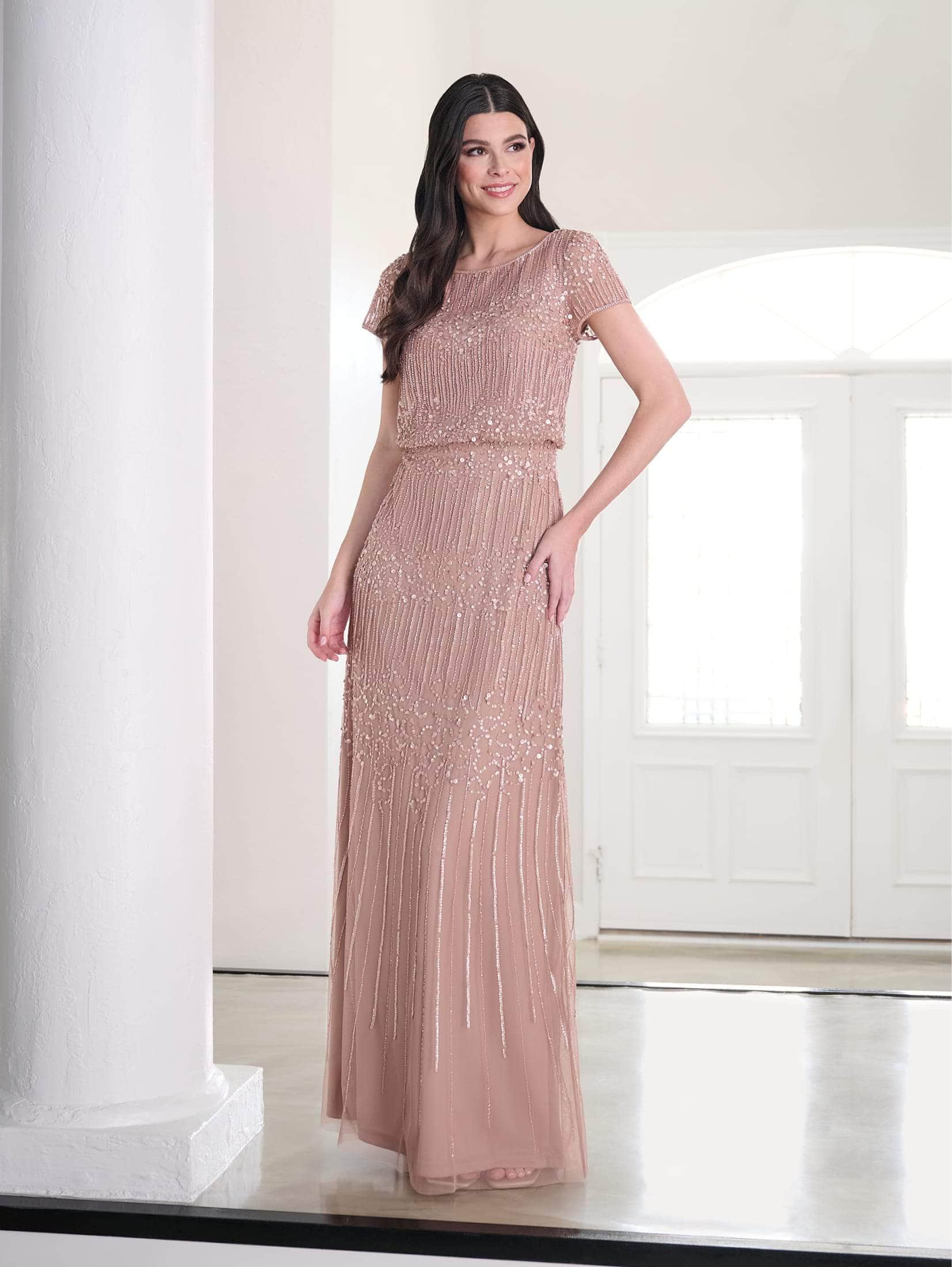 Adrianna Papell Platinum 40461 - Blouson Bodice Long Dress Adrianna Papell Platinum 40461 - Blouson Bodice Long Dress