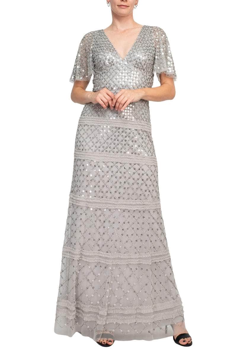 Aidan Mattox Metallic Teal A-Line Short Evening Dress