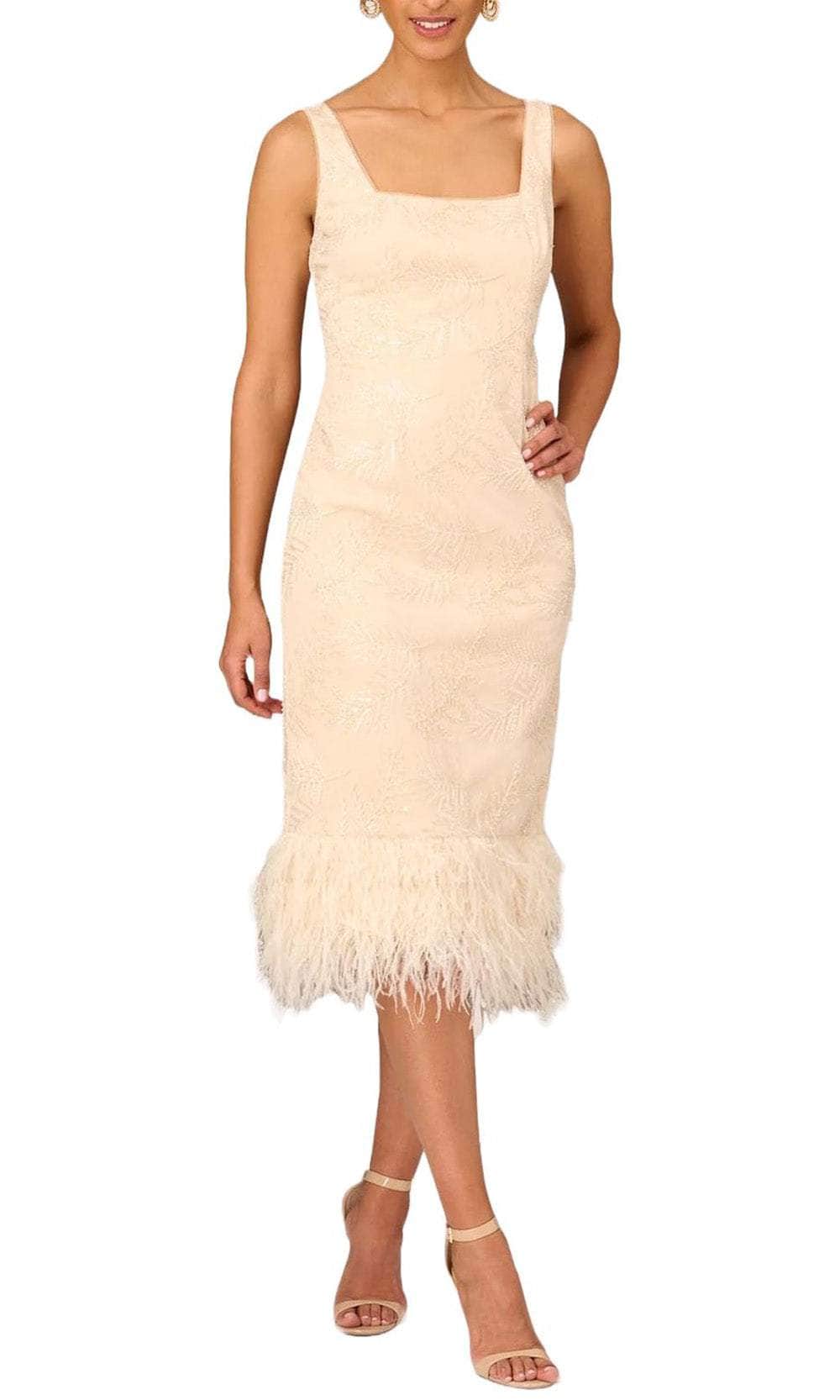 Aidan Mattox MD1E207643 - Square Feather Trim Evening Dress Couture Candy Aidan Mattox MD1E207643 - Square Feather Trim Evening Dress Couture Candy