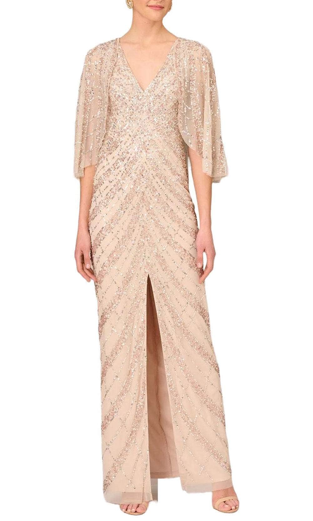 Aidan Mattox MD1E207926 - Cape Sleeve Embellished Gown Aidan Mattox MD1E207926 - Cape Sleeve Embellished Gown
