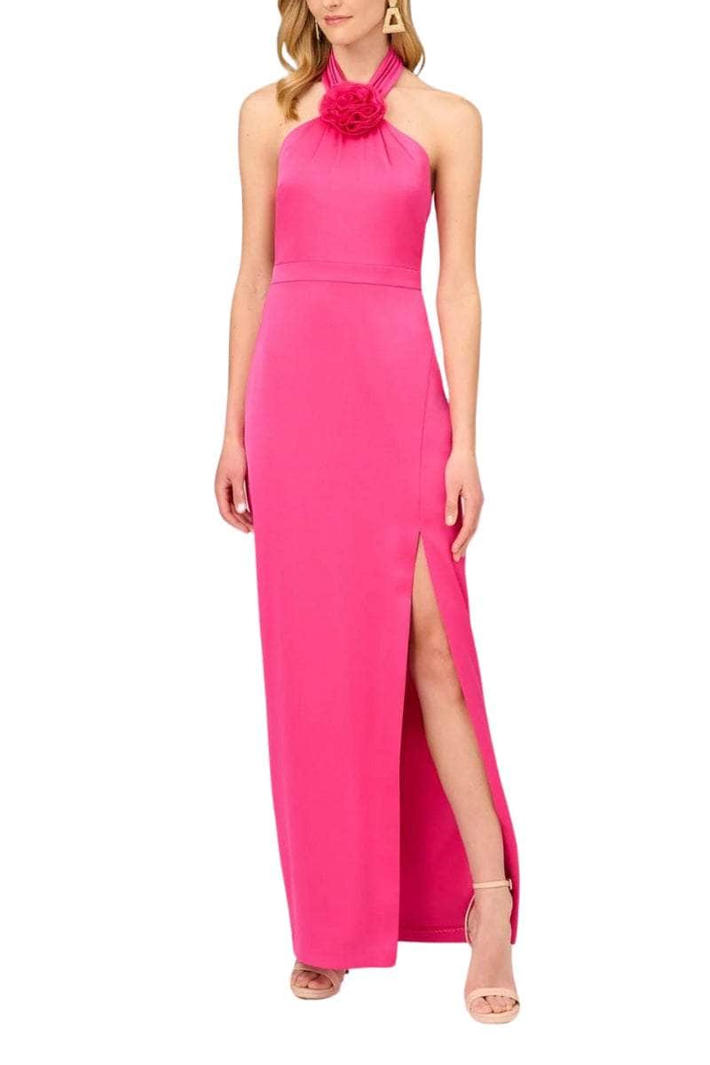Aidan Mattox MD1E208156 - Rosette Accent Halter Evening Dress Couture Candy Aidan Mattox MD1E208156 - Rosette Accent Halter Evening Dress Couture Candy