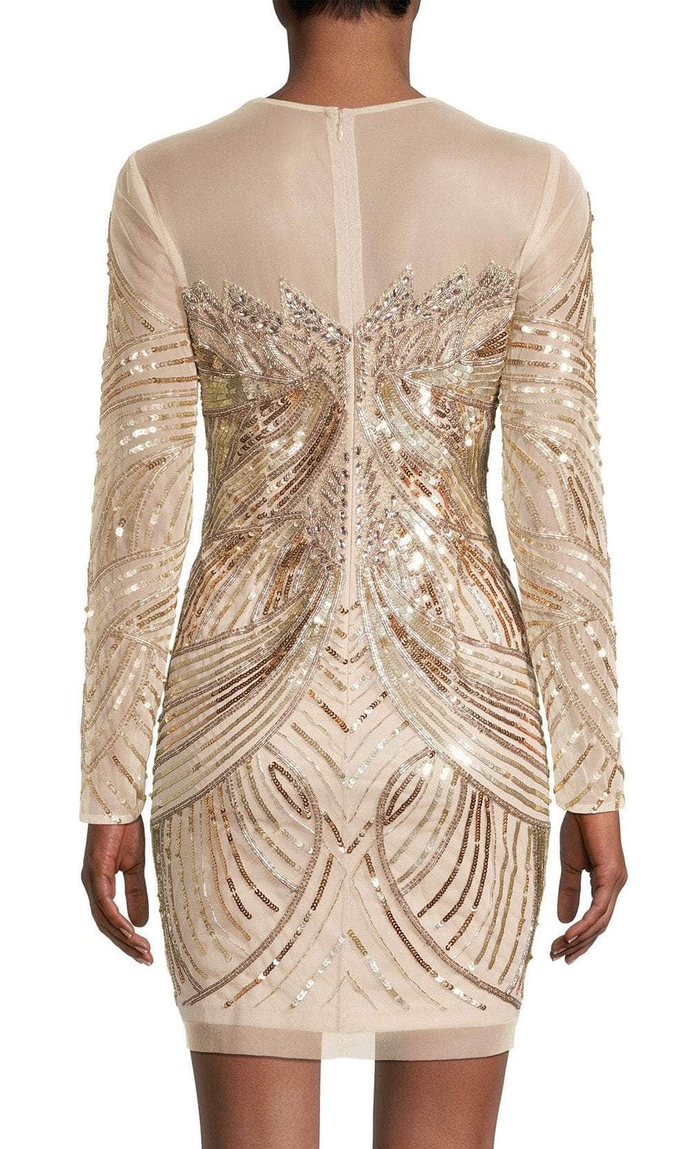 Aidan Mattox MN1E207561 - Long Sleeve Embellished Cocktail Dress Aidan Mattox MN1E207561 - Long Sleeve Embellished Cocktail Dress