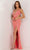 Aleta Couture 1203 - Beaded Print Cutout Dress Special Occasion Dress 000 / Hot Pink