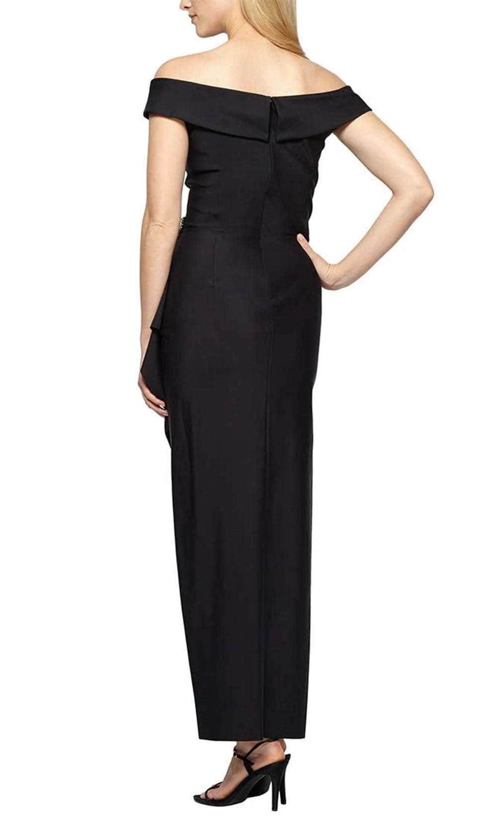 Alex Evenings Long Stretch Scuba Off The Shoulder Dress with Cascade : 14 Alex Evenings Long Stretch Scuba Off The Shoulder Dress with Cascade : 14