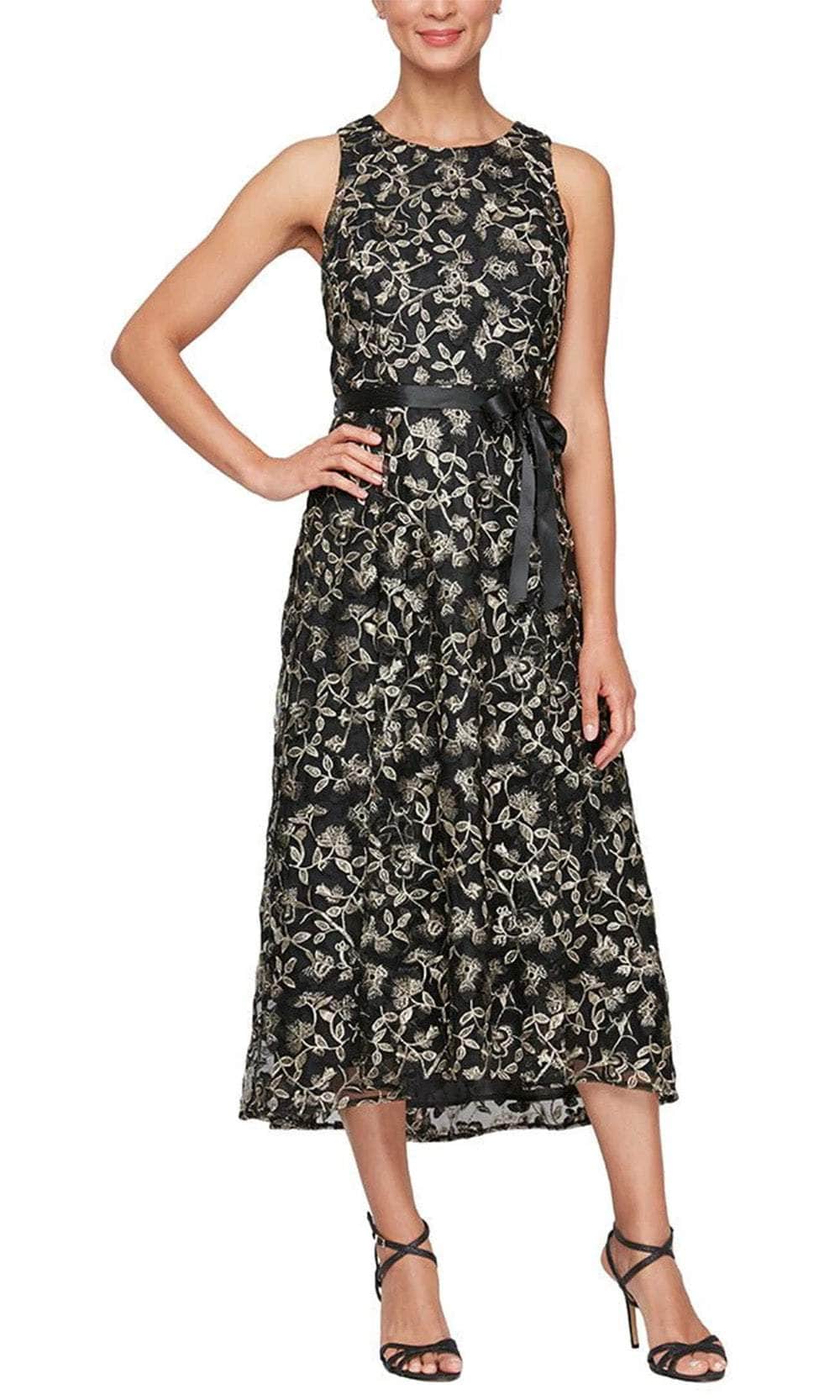 Alex Evenings 51171675 - Sleeveless Floral Embroidered Tea-Length Dress Alex Evenings 51171675 - Sleeveless Floral Embroidered Tea-Length Dress