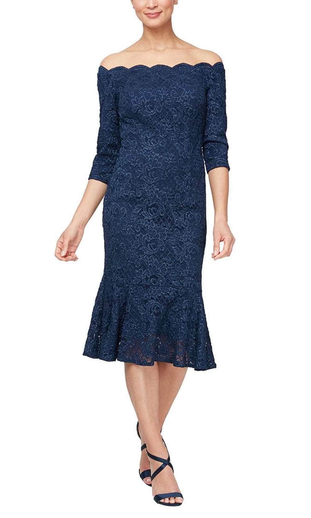 Alex Evenings 81122610 - Scallop Detail Lace Dress Couture Candy Alex Evenings 81122610 - Scallop Detail Lace Dress Couture Candy