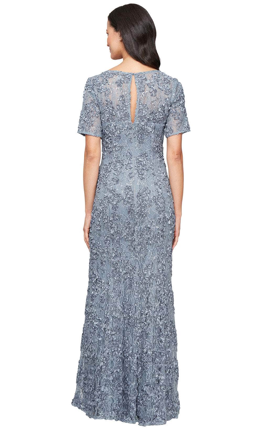 sachin and babi light blue dress Alex Evenings Plus Size Soutache Embellished Short-Sleeve Gown - Navy main image 0