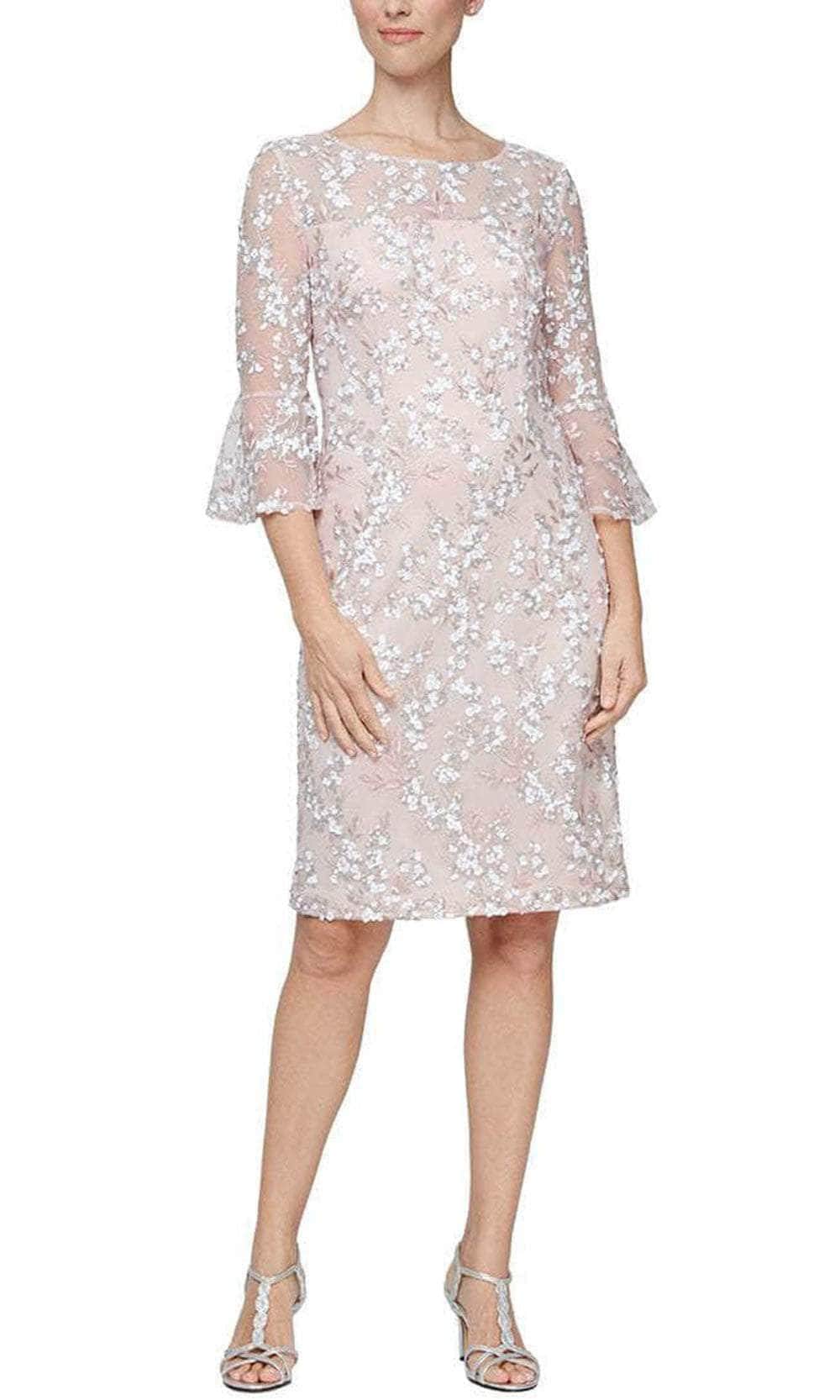 Alex Evenings - 81171268 Quarter Sleeved Midi Laced Dress Alex Evenings - 81171268 Quarter Sleeved Midi Laced Dress