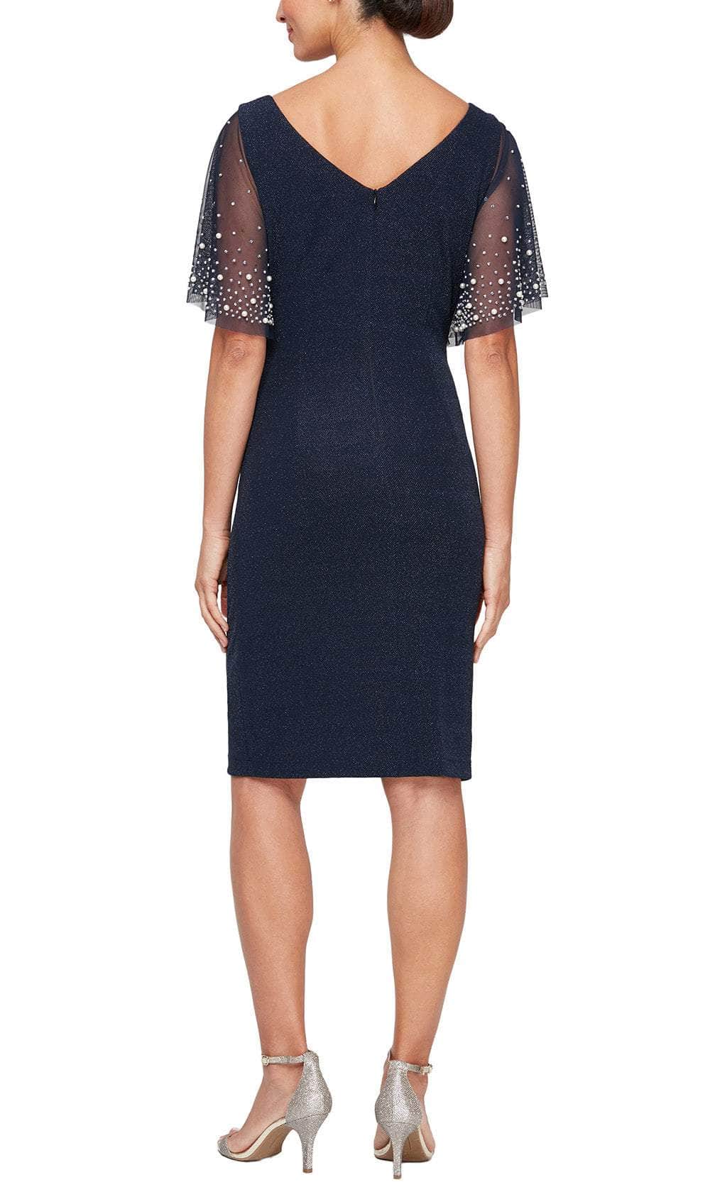 Alex Evenings 8127781 - Pearl Embellished Sheath Formal Dress Alex Evenings 8127781 - Pearl Embellished Sheath Formal Dress
