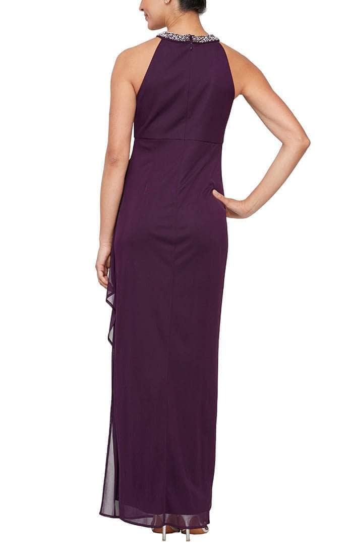 Alex Evenings Alexandra Beaded Halter Dress NAVY / 12 Alex Evenings Alexandra Beaded Halter Dress NAVY / 12