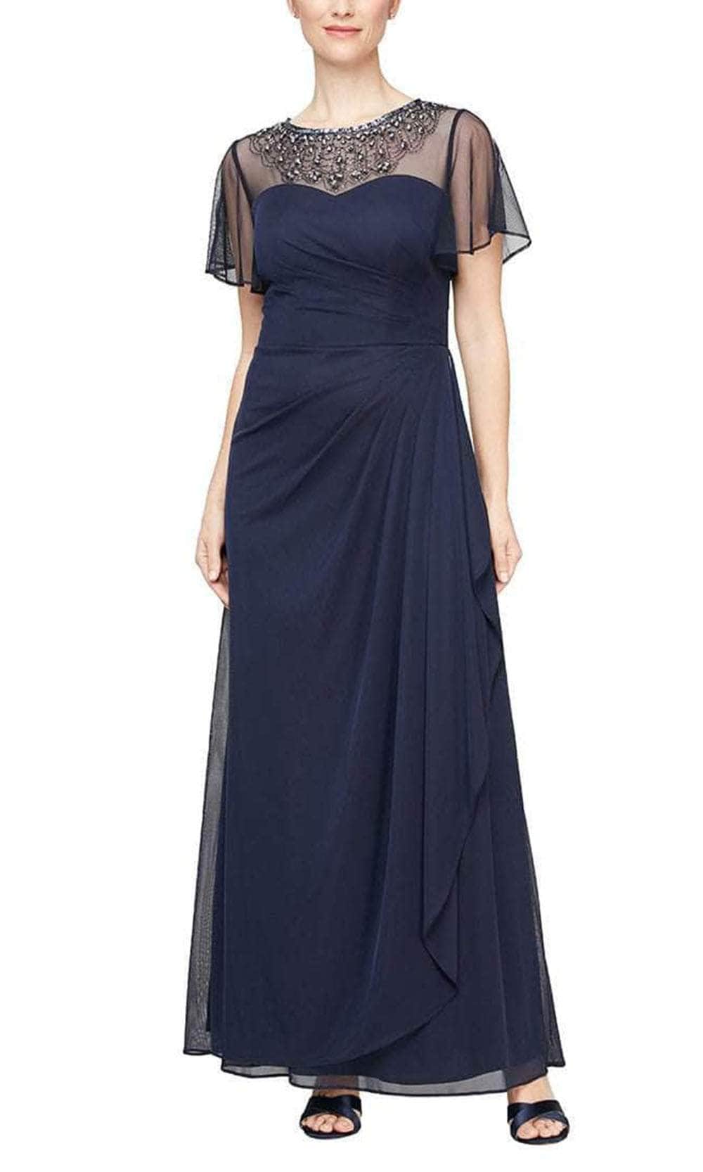 Alex Evenings 8132995 Bejeweled Illusion Neckline Long Dress