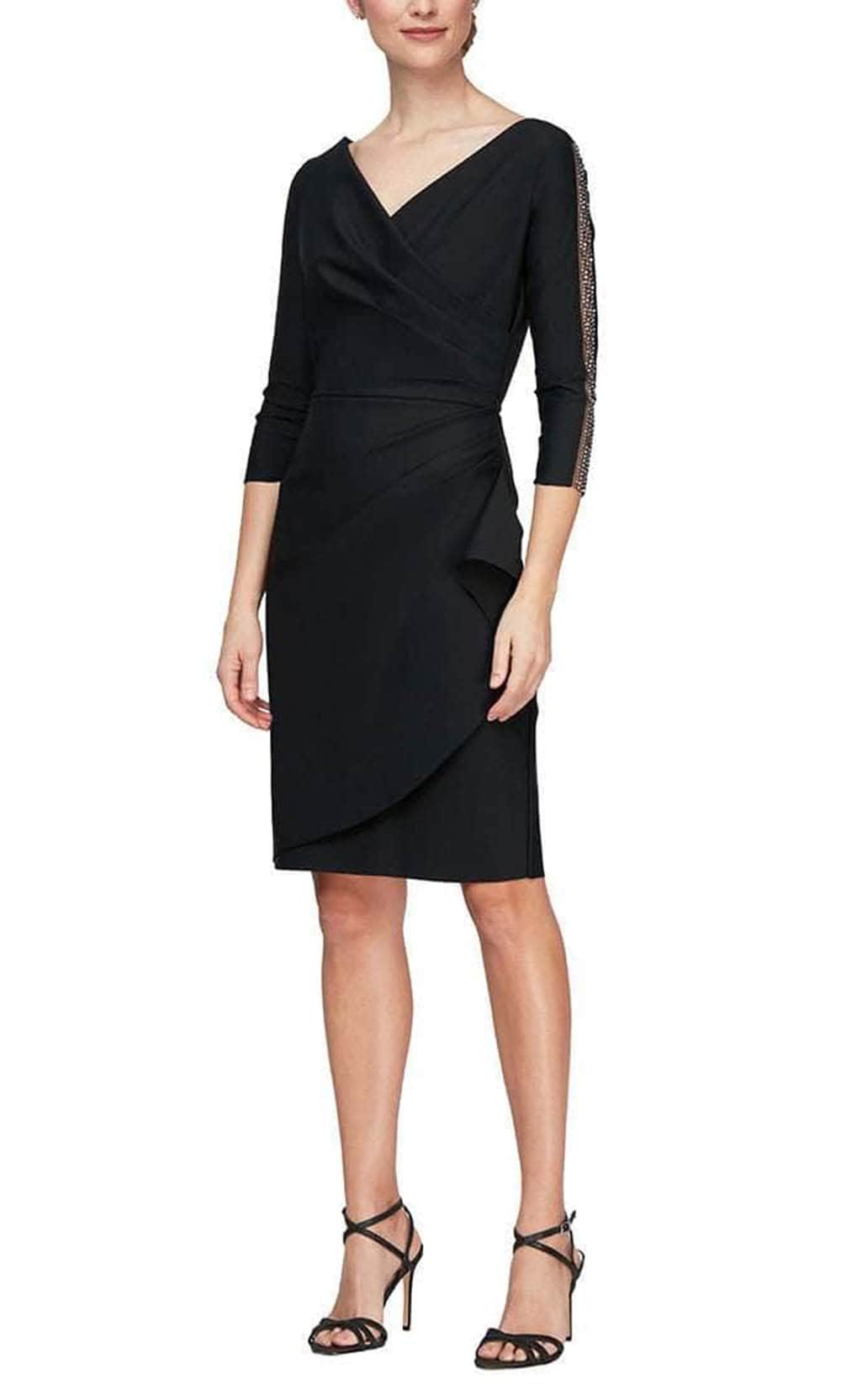 Alex Evenings 8134278 Embellished Illusion Sleeved Dress