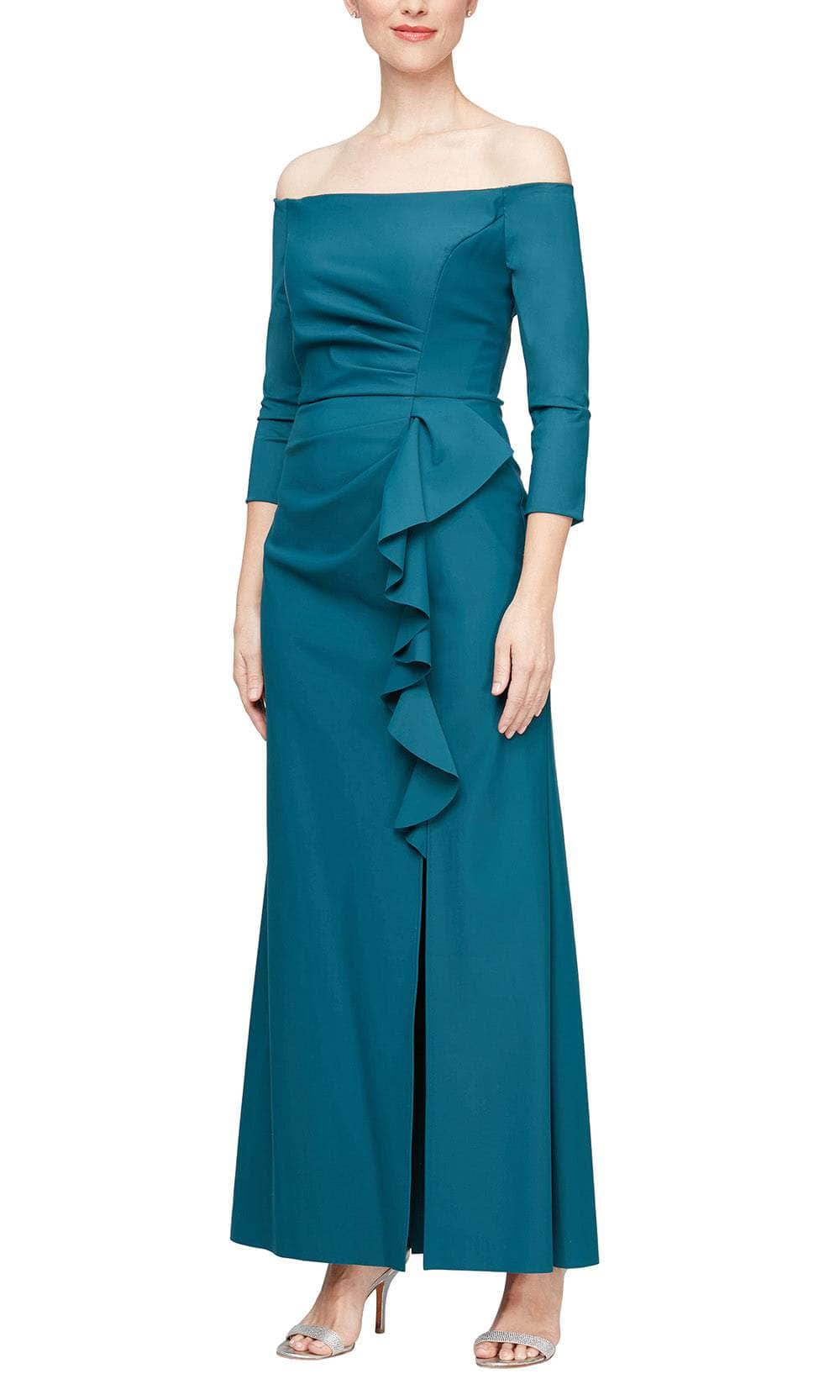 Alex Evenings 8134325 - Straight-Across Ruffle Draped Formal Dress Couture Candy Alex Evenings 8134325 - Straight-Across Ruffle Draped Formal Dress Couture Candy