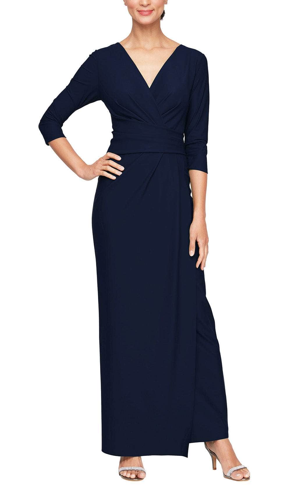 Alex Evenings 8134413 - V-Neck Tucking Detail Formal Gown Alex Evenings 8134413 - V-Neck Tucking Detail Formal Gown