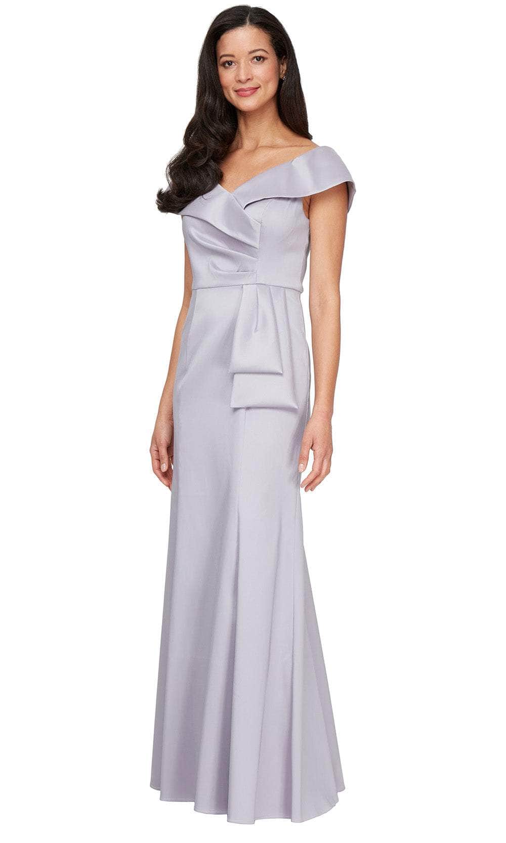 Alex Evenings 8138079 - Off Shoulder Mikado Gown with Peplum Alex Evenings 8138079 - Off Shoulder Mikado Gown with Peplum
