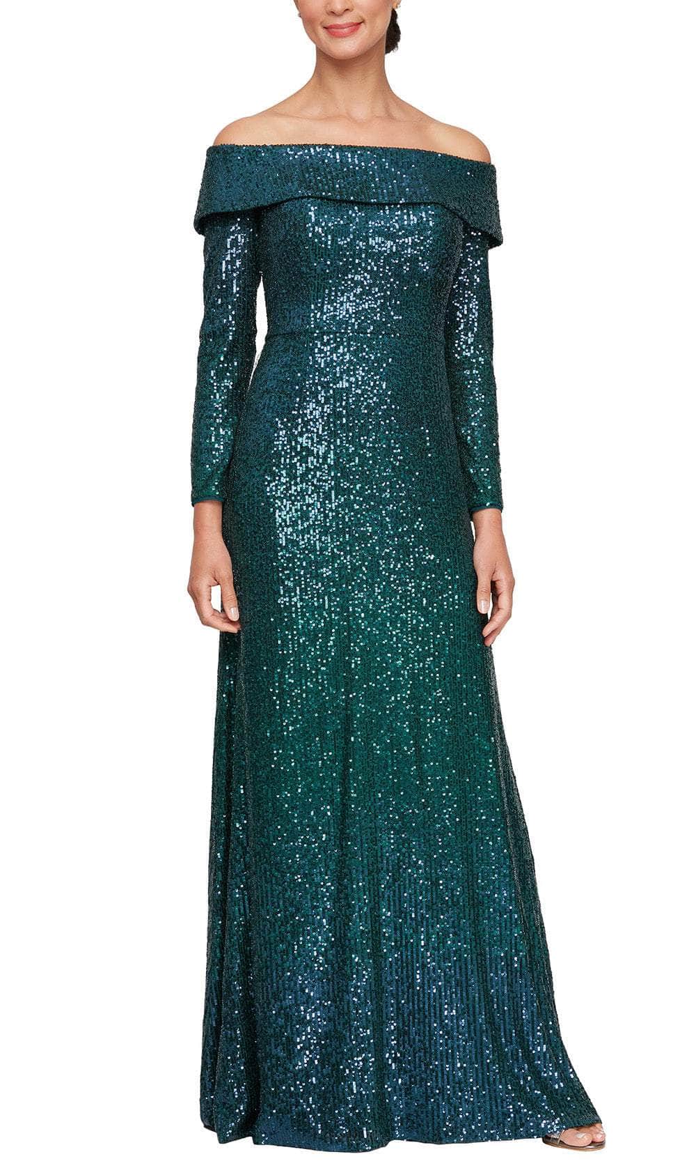Alex Evenings 8196947 - Long Sleeve Off-Shoulder Evening Gown Alex Evenings 8196947 - Long Sleeve Off-Shoulder Evening Gown