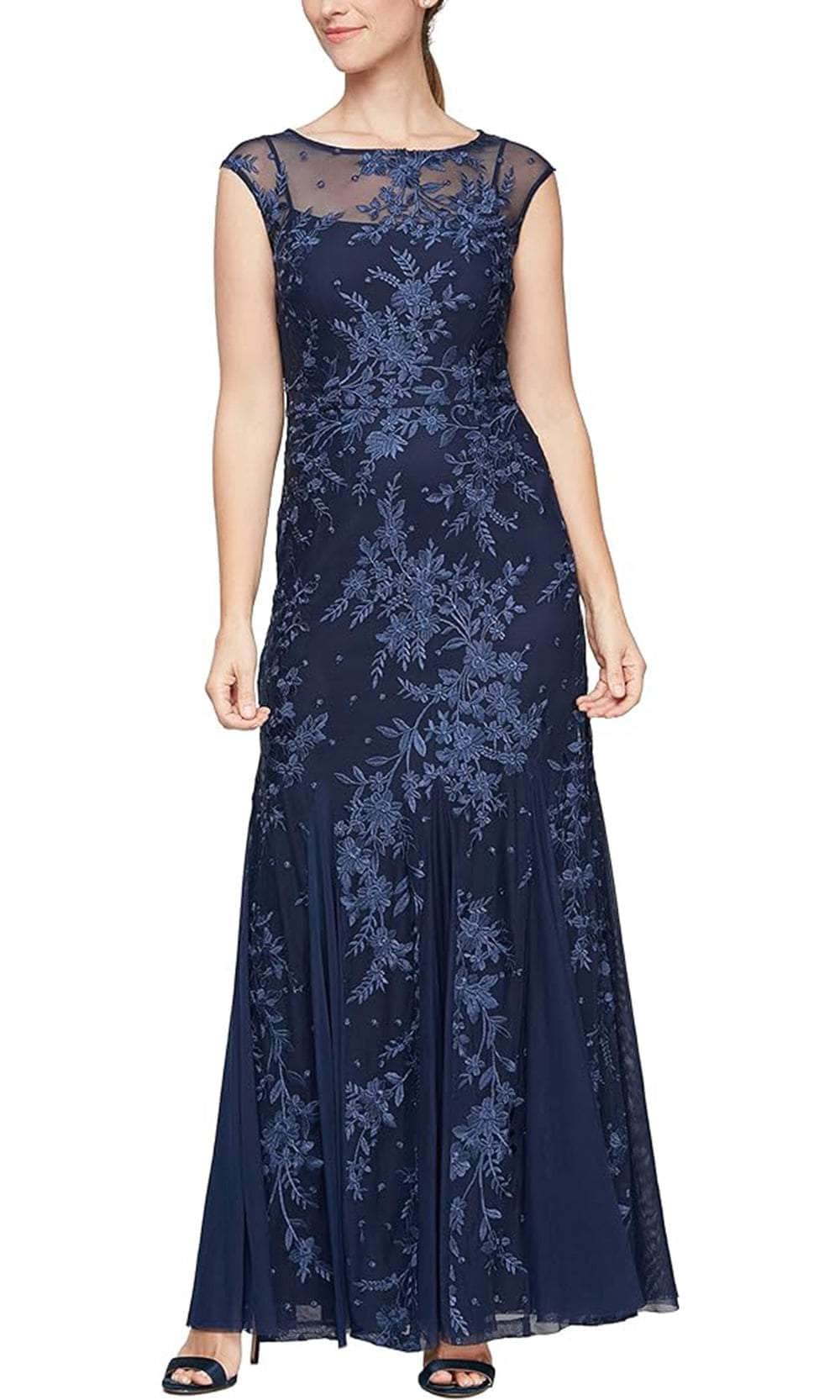 Alex Evenings 82171251 - Embroidered Cap Sleeve Evening Dress Alex Evenings 82171251 - Embroidered Cap Sleeve Evening Dress