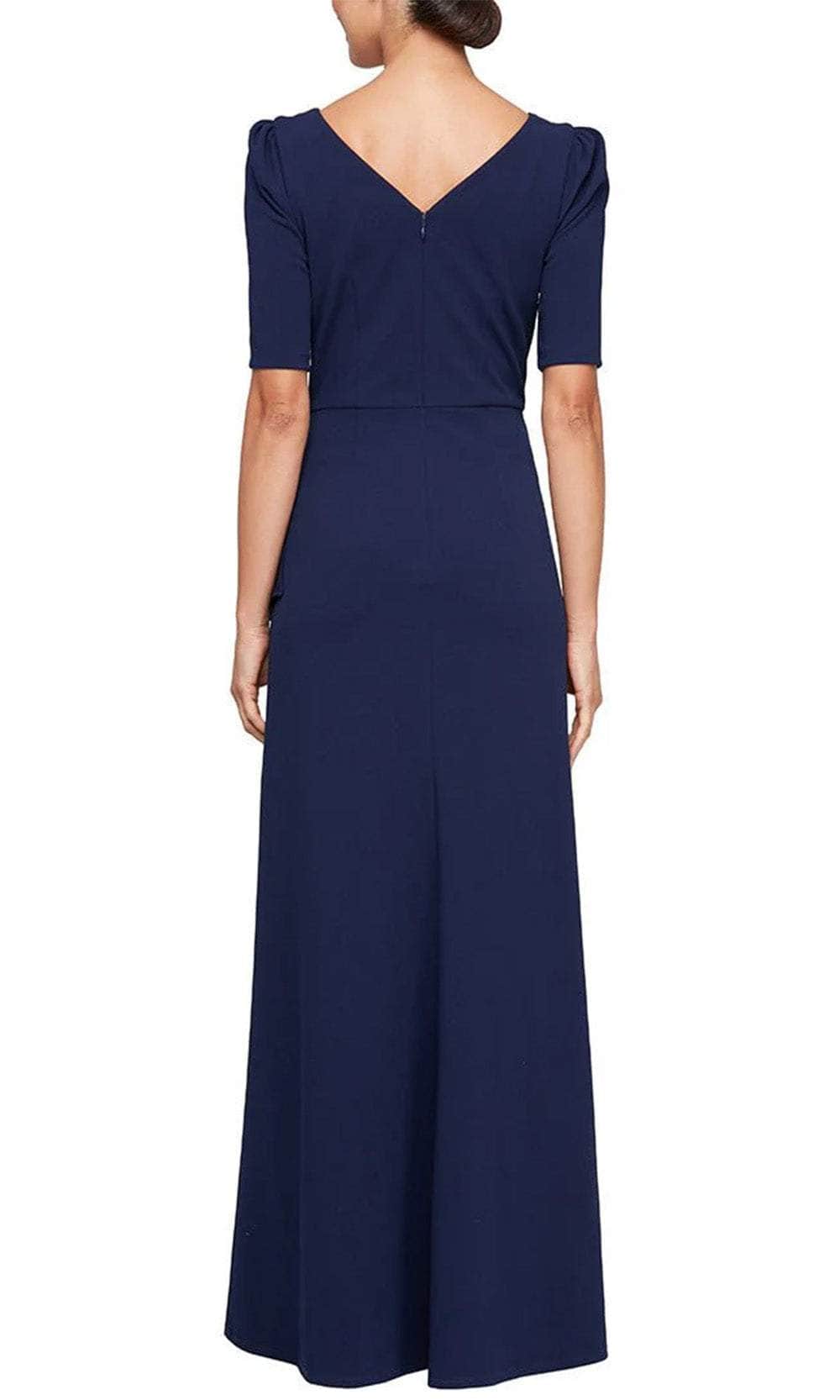 Alex Evenings Embellished Neck Ruffle Gown - Navy Alex Evenings Embellished Neck Ruffle Gown - Navy