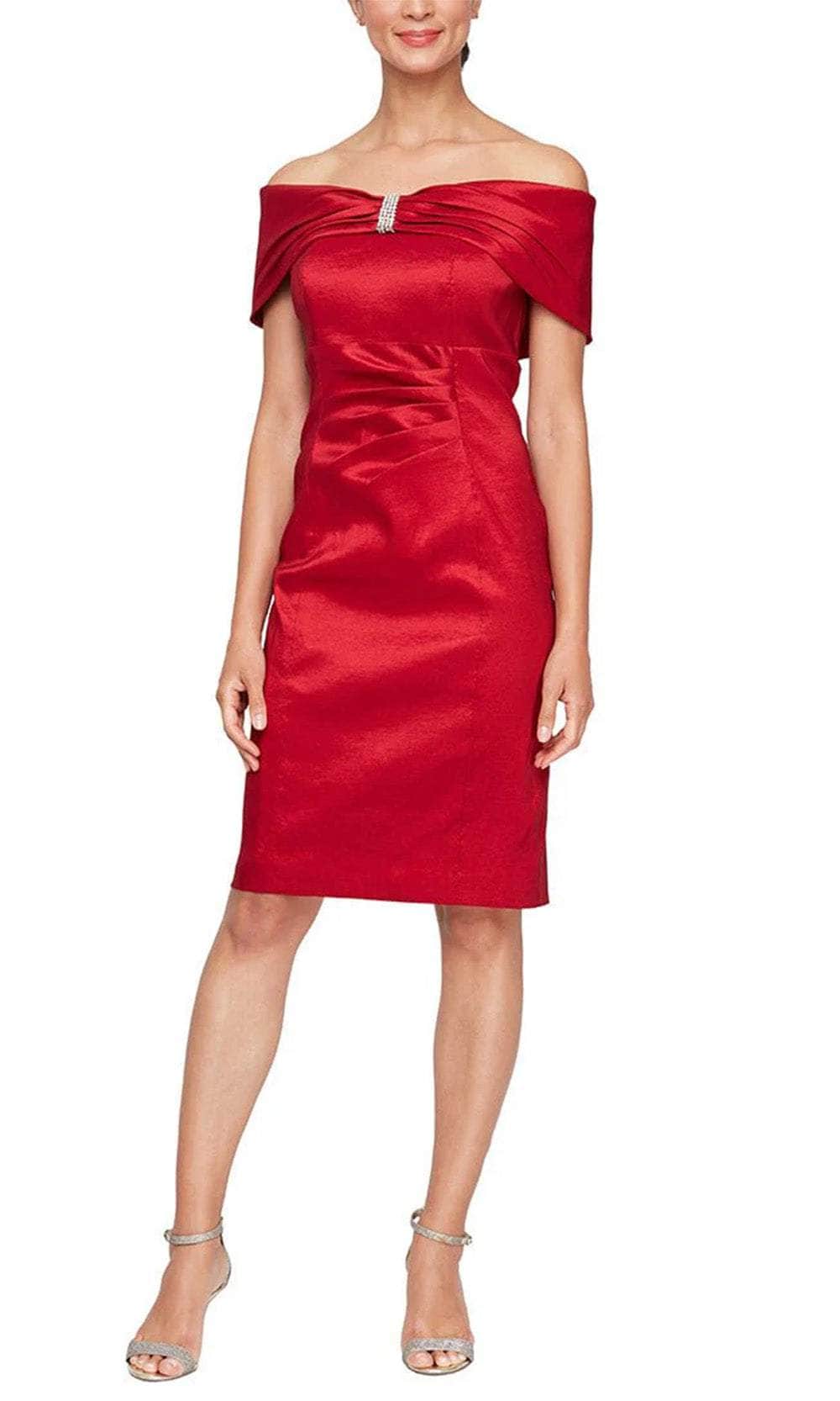 Alex Evenings 8266685 - Off-Shoulder Embelished Cocktail Dress Alex Evenings 8266685 - Off-Shoulder Embelished Cocktail Dress