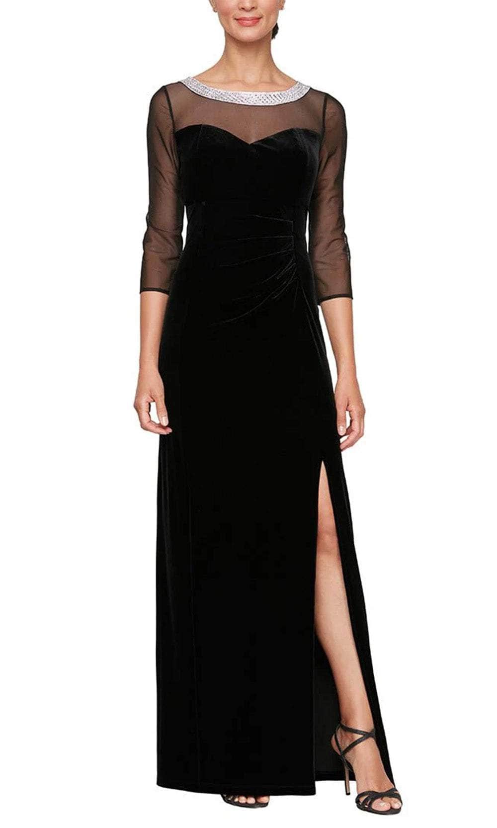 alex evenings dresses Alex Evenings Dana Off-the-Shoulder Contour Dress Black / 16