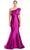 Alexander by Daymor 1850F23 - Bow Accent Asymmetric Evening Gown Special Occasion Dress 00 / Fuchsia