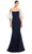 Alexander by Daymor 1870F23 - Puff Sleeve Trumpet Evening Gown Special Occasion Dress 00 / Navy/White
