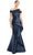 Alexander by Daymor 1873F23 - Off Shoulder Ruffled Evening Gown Special Occasion Dress 00 / Navy