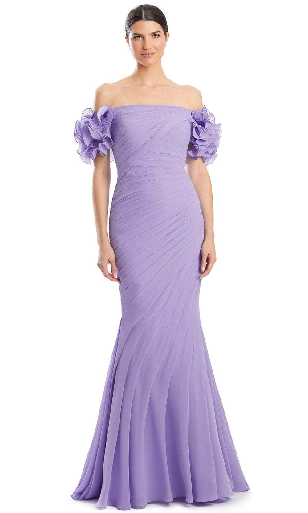 purple off the shoulder ruffle dress Purple Off-Shoulder High-Low Cotton Dress