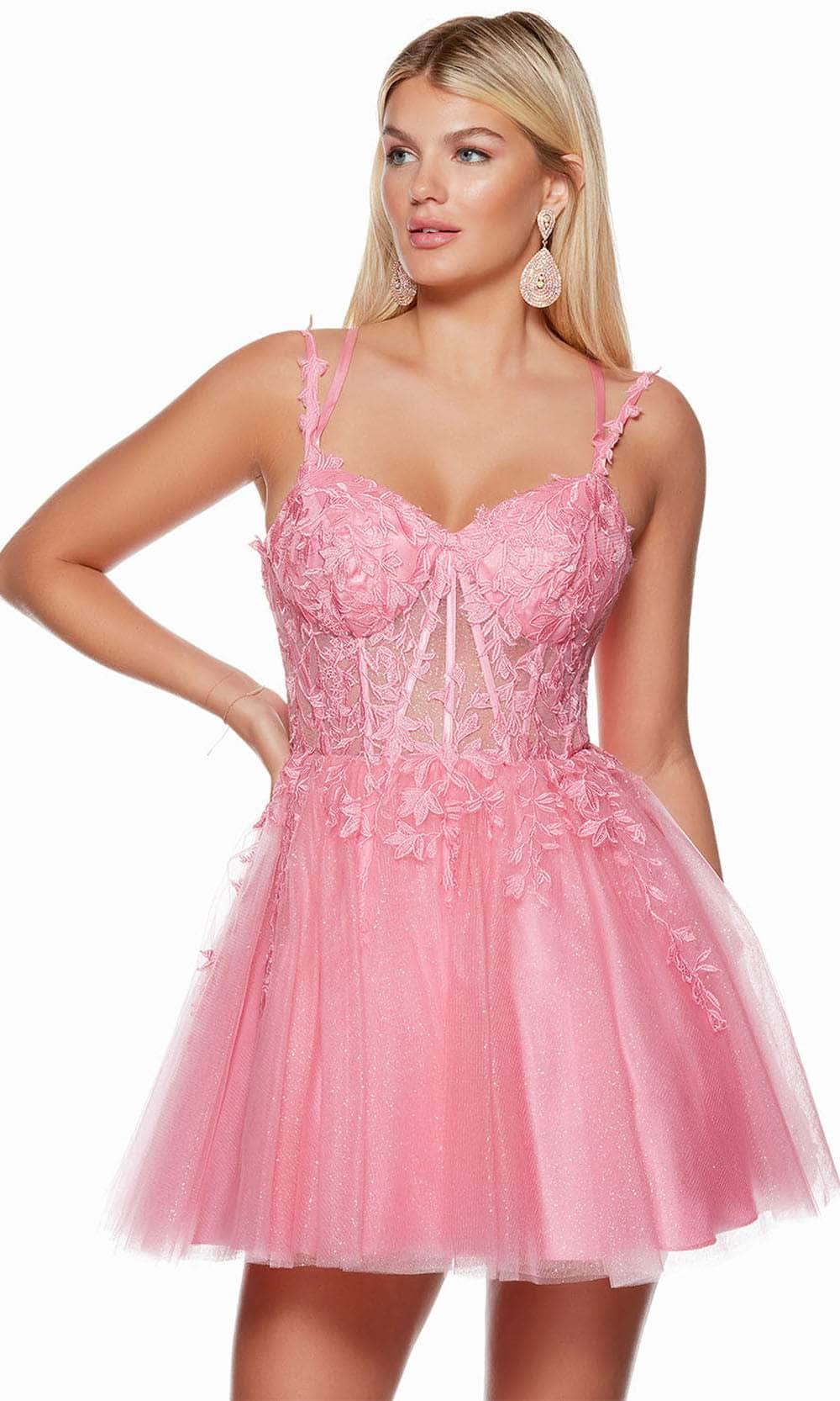 Alyce Paris 3121 - Lace Appliqued A-Line Homecoming Dress Couture Candy Alyce Paris 3121 - Lace Appliqued A-Line Homecoming Dress Couture Candy
