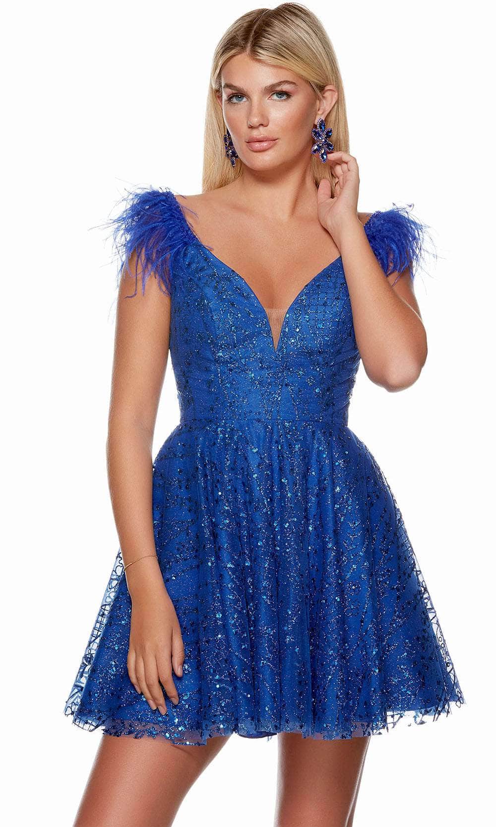 Alyce Paris 3151 - Feathered Glitter Homecoming Dress Couture Candy Alyce Paris 3151 - Feathered Glitter Homecoming Dress Couture Candy