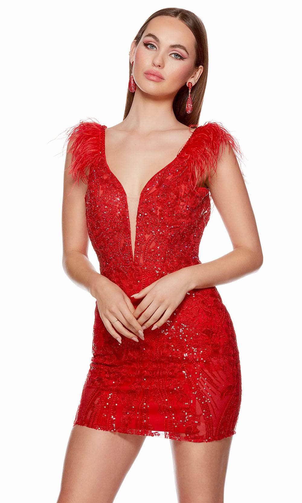 Alyce Paris 4614 - Plunging Lace Homecoming Dress Couture Candy Alyce Paris 4614 - Plunging Lace Homecoming Dress Couture Candy