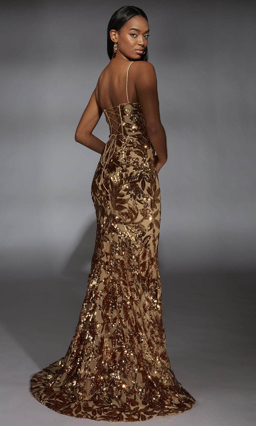 Alyce Paris 61755 - Long Sequins Sheath Dress - Spaghetti Straps, Foliage Sequin, Fitted, Lace-Up Back 10 / Barbie Pink Alyce Paris 61755 - Long Sequins Sheath Dress - Spaghetti Straps, Foliage Sequin, Fitted, Lace-Up Back 10 / Barbie Pink