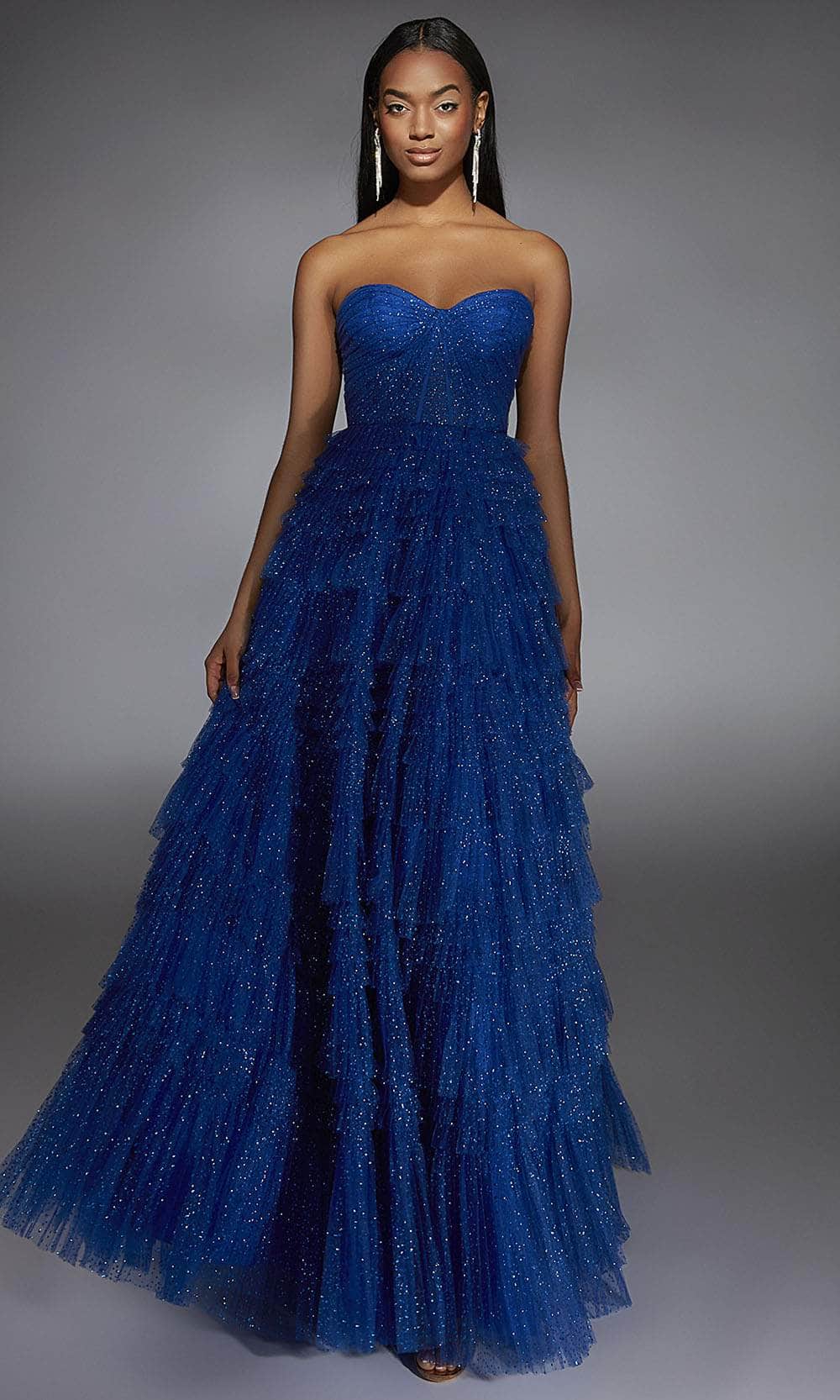 Alyce Paris 61774 - Long Glitter Tulle Ballgown Dress - Glitters, Strapless, Ruffled Skirt, Mid-Open Back, Floor Length Couture Candy Alyce Paris 61774 - Long Glitter Tulle Ballgown Dress - Glitters, Strapless, Ruffled Skirt, Mid-Open Back, Floor Length Couture Candy