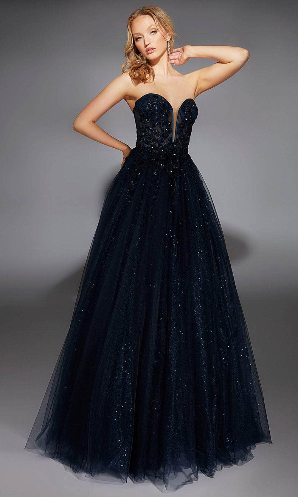 Alyce Paris 61846 - Long Glitter Tulle/Lace Ballgown Dress - Strapless, Beaded, Lace Applique, Layered Skirt Couture Candy Alyce Paris 61846 - Long Glitter Tulle/Lace Ballgown Dress - Strapless, Beaded, Lace Applique, Layered Skirt Couture Candy