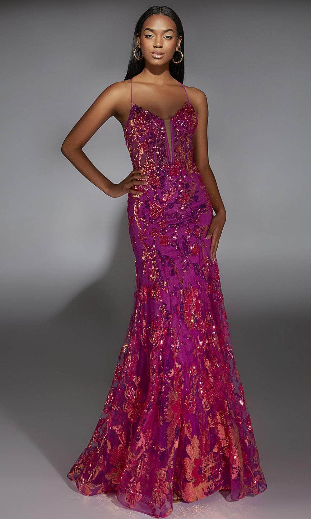 pink sparkly mermaid dress Sequin Applique Mermaid Dress by Eureka 9696 XL / Pink